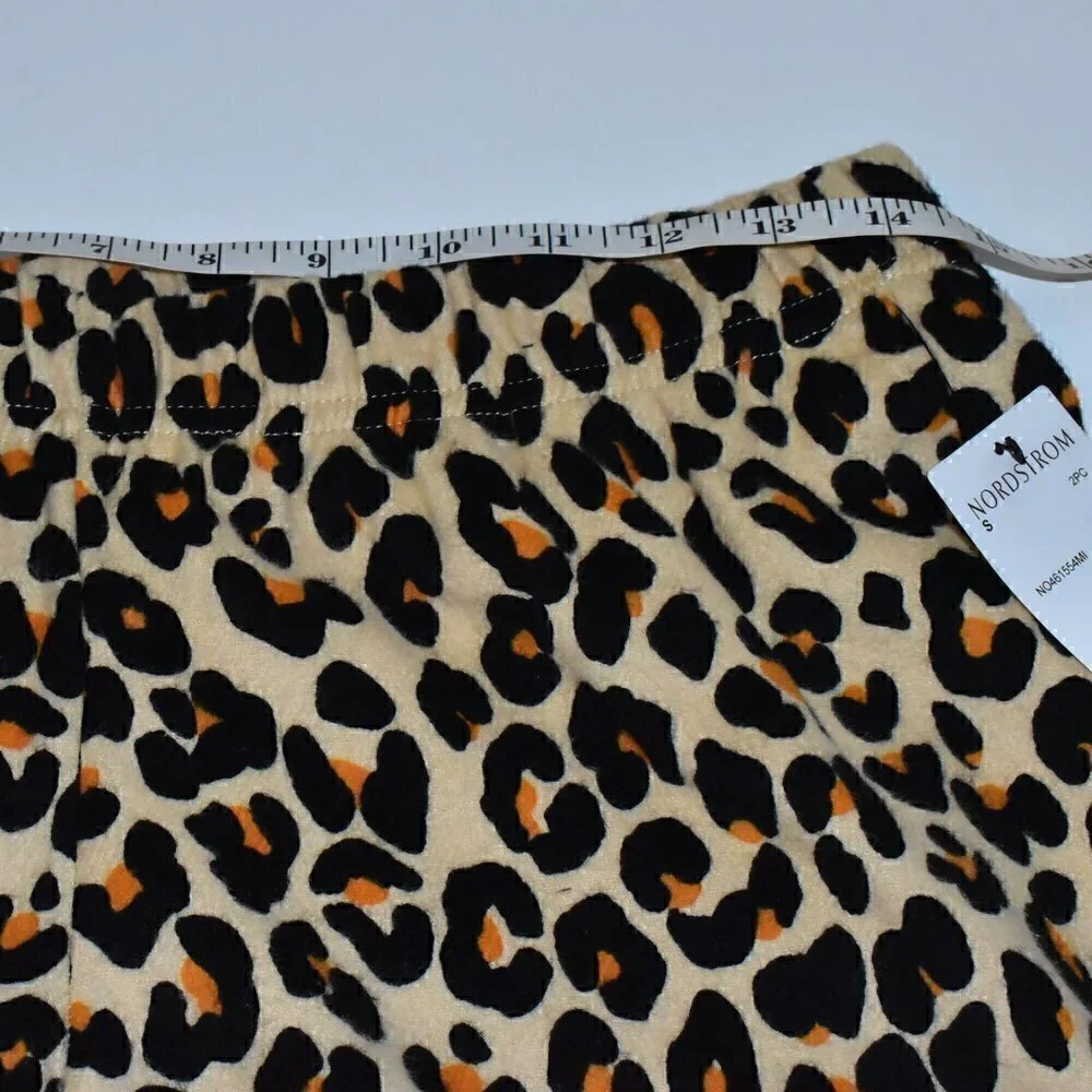 Nordstrom Two Piece Flannel Leopard Print Pajama Set Size S - Picture 13 of 15